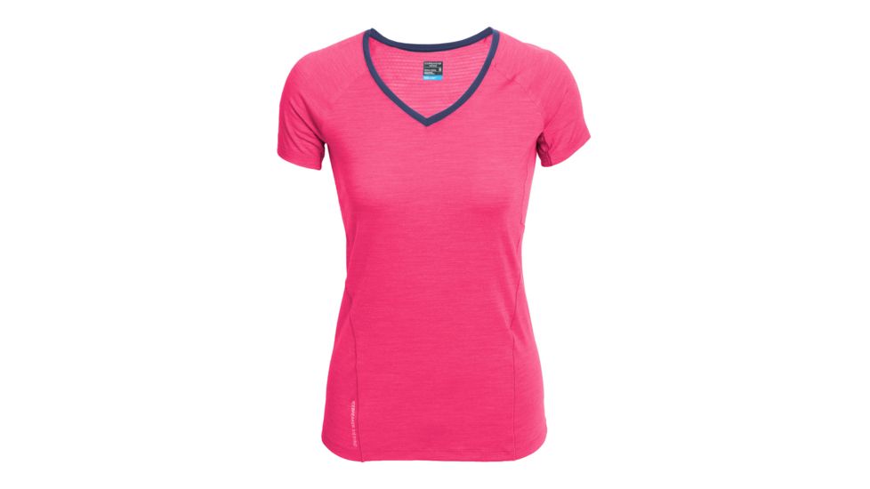 Icebreaker Spark Short Sleeve V Top - Women's-Cherub/Admiral Heather-Medium