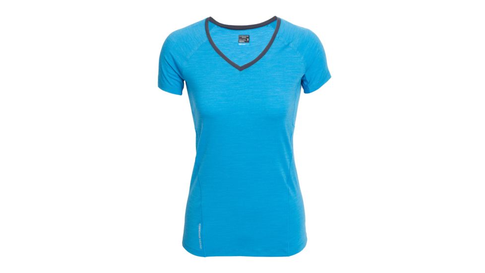 Icebreaker Spark Short Sleeve V Top - Women's-Cyan/Panther-Large