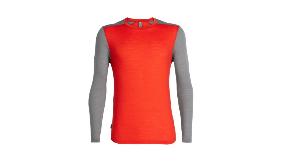 Icebreaker Sphere Long Sleeve Crew, Mens, Chili Red/Timberwolf, Large, 104569601L