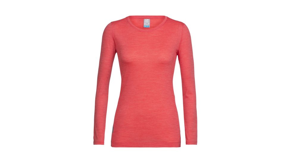 Icebreaker Sphere Long Sleeve Low Crewe, Poppy Red Hthr, L, 104091601L
