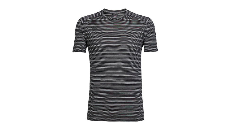 Icebreaker Sphere Short Sleeve Crew - Men's-Stripe Black/Snow-X-Large