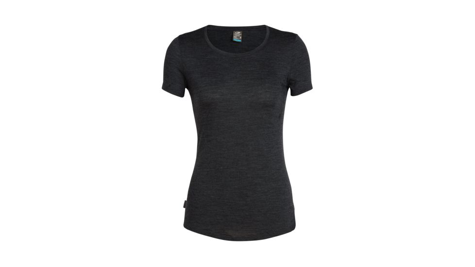 Icebreaker Sphere Short Sleeve Low Crewe - Womens, Black HTHR, XS, 104680001XS
