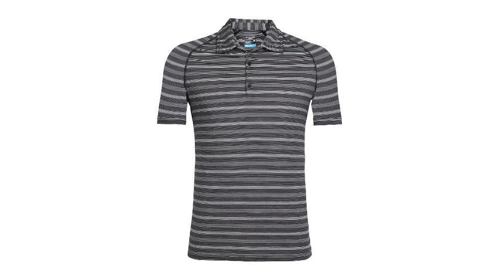 Icebreaker Sphere Short Sleeve Polo - Men's-Stripe Black/Snow-X-Large