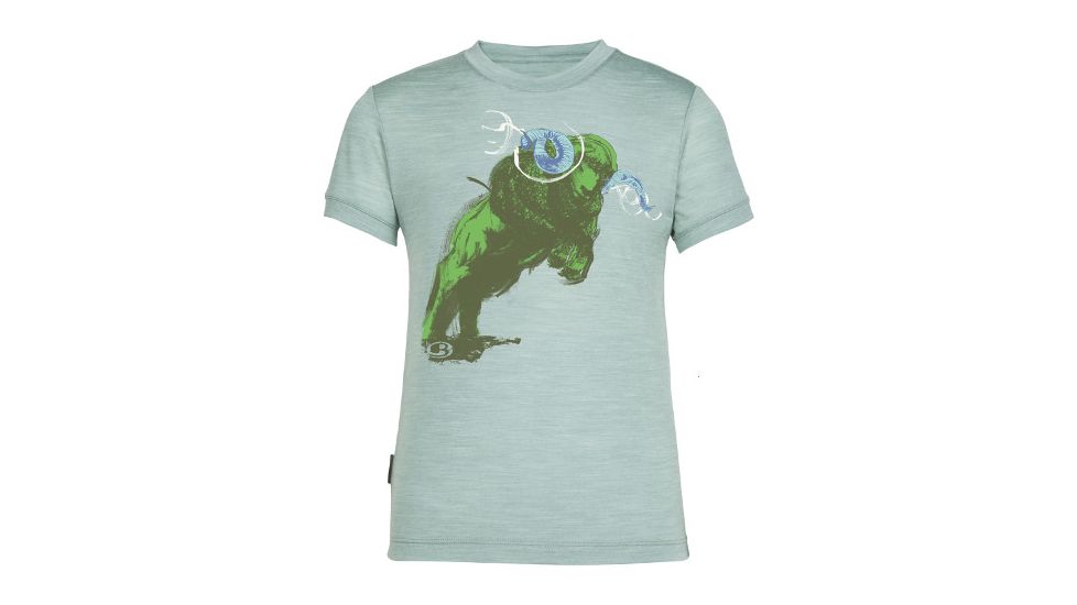 Icebreaker Sphere Short Sleeve Wild Sheep Top - Boy's-8-Shale Heather