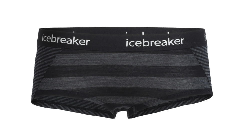 Icebreaker Sprite Hot Pant - Women's-Stripe Black/Jet Heather-X-Small