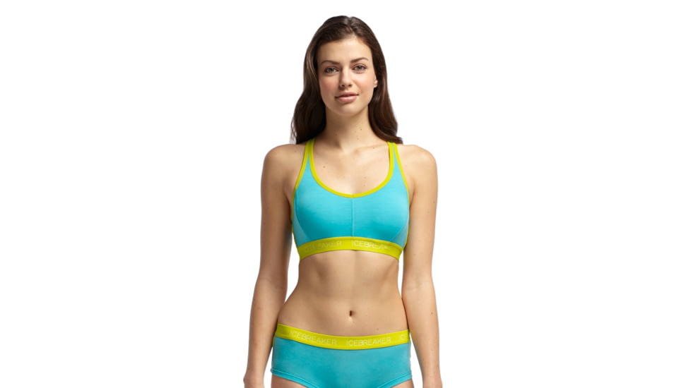 Icebreaker Sprite Racerback Bra - Women's, Glacier/Chartreuse, Extra Small, 594459