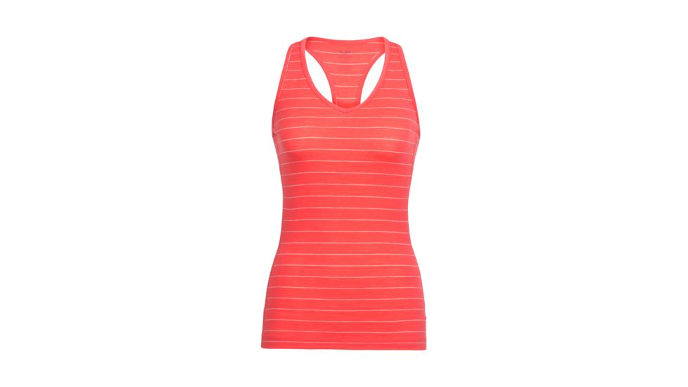 Icebreaker Sprite Tank, Poppy Red/Fawn Hthr/Stripe, S, 103656603S