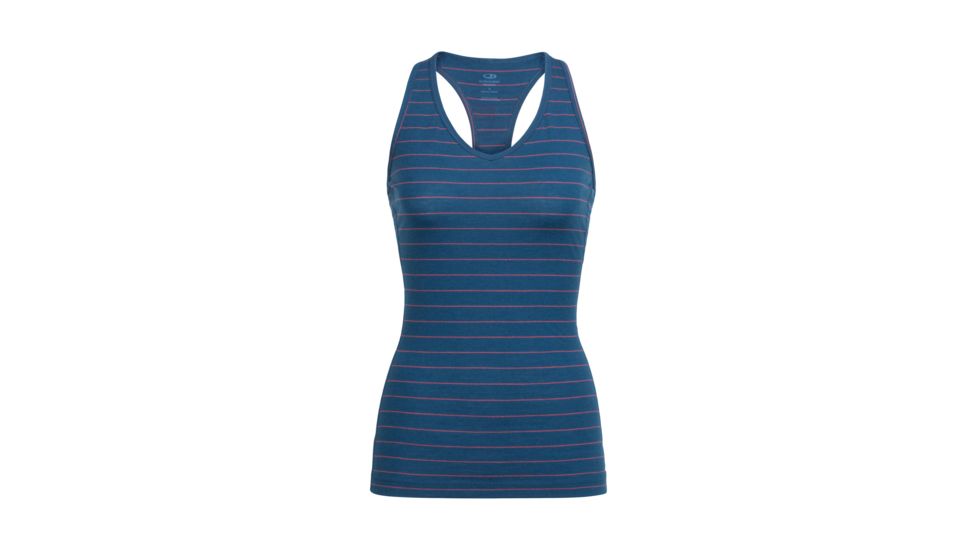 Icebreaker Sprite Tank, Prussian Blue/Poppy Red/Stripe, M, 103656404M
