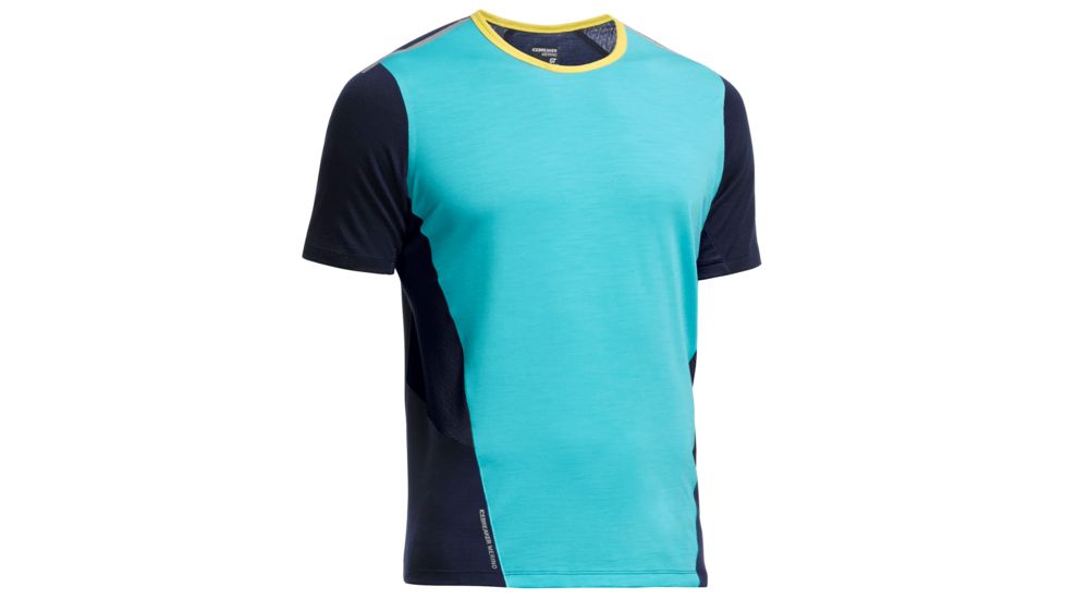 Icebreaker Strike Short Sleeve Crewe - Mens-Aquamarine/Admiral/Fuse-Small