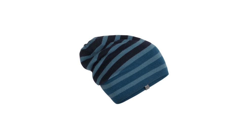 Icebreaker Stripe Slouch Beanie, Prussian Blue, One Size, 104403401OS