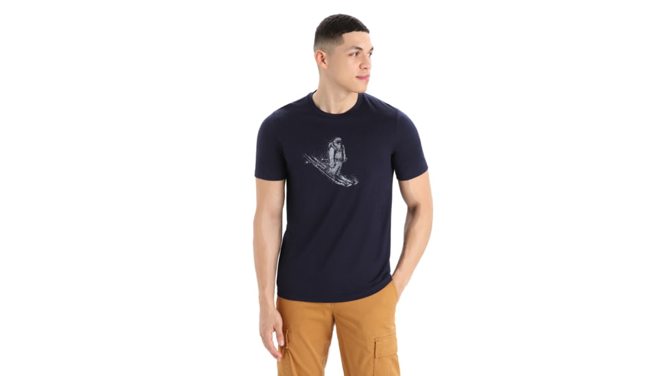 Icebreaker Tech Lite II Short Sleeve Skiing Yeti T-Shirt - Mens, Midnight Navy, Extra Large, IB0A56IM401XL