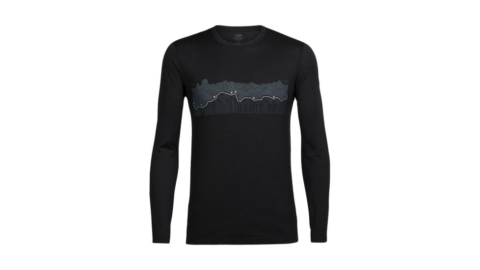 Icebreaker Tech Lite Long Sleeve Crewe Haute Route, Black, L, 104274001L
