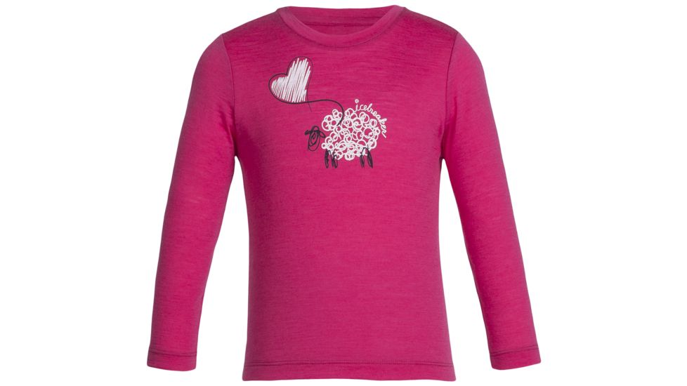 Icebreaker Tech Lite Long Sleeve Crewe Lift - Kids'-2-Pop Pink/Snow