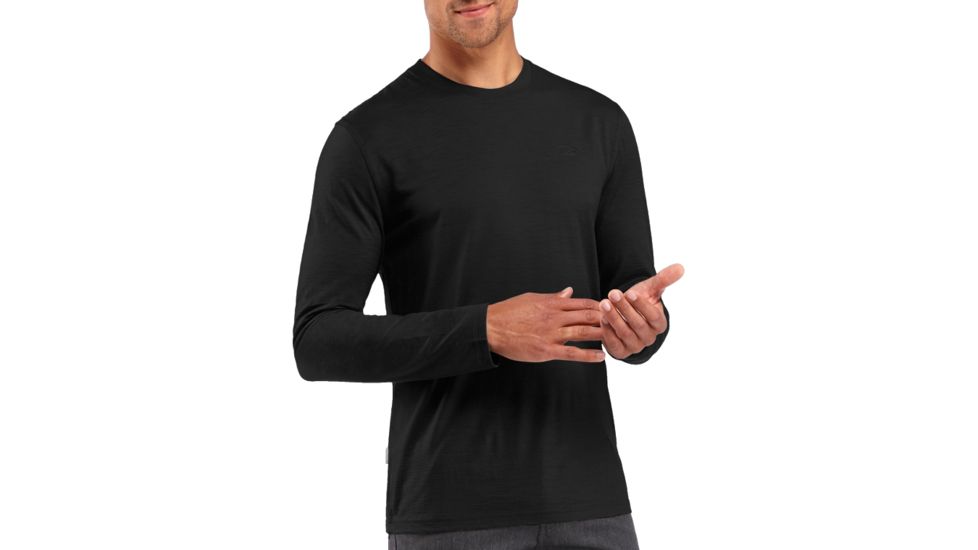 Icebreaker Tech Lite Long Sleeve Crewe - Mens-Black-X-Large