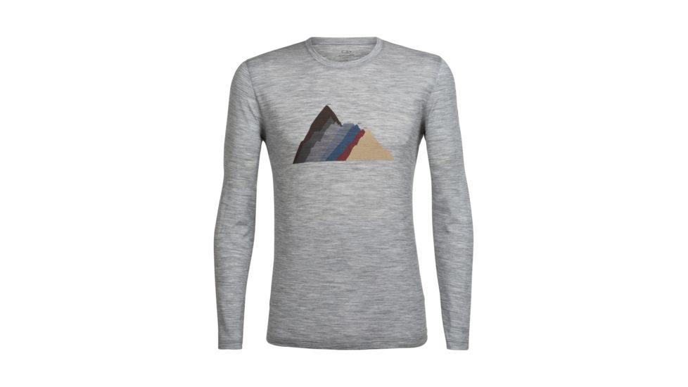 Icebreaker Tech Lite Long Sleeve Crewe Seven Summit Stack, Metro Hthr, L, 104121001L