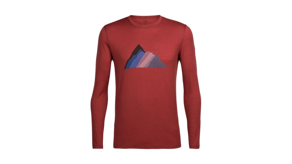 Icebreaker Tech Lite Long Sleeve Crewe Seven Summit Stack, Vintage Red, L, 104121601L