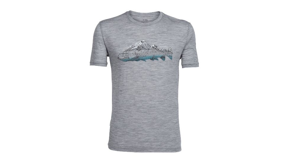Icebreaker Tech Lite Short Sleeve Crew Fin Peaks - Men's-Metro Heather-X-Large