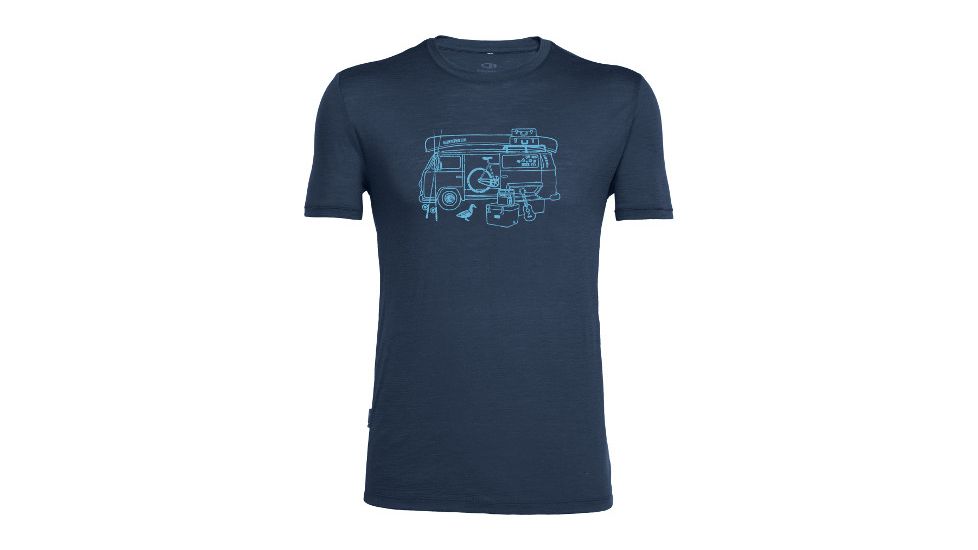 Icebreaker Tech Lite Short Sleeve Crew Van Life - Men's-Fathom Heather-Large