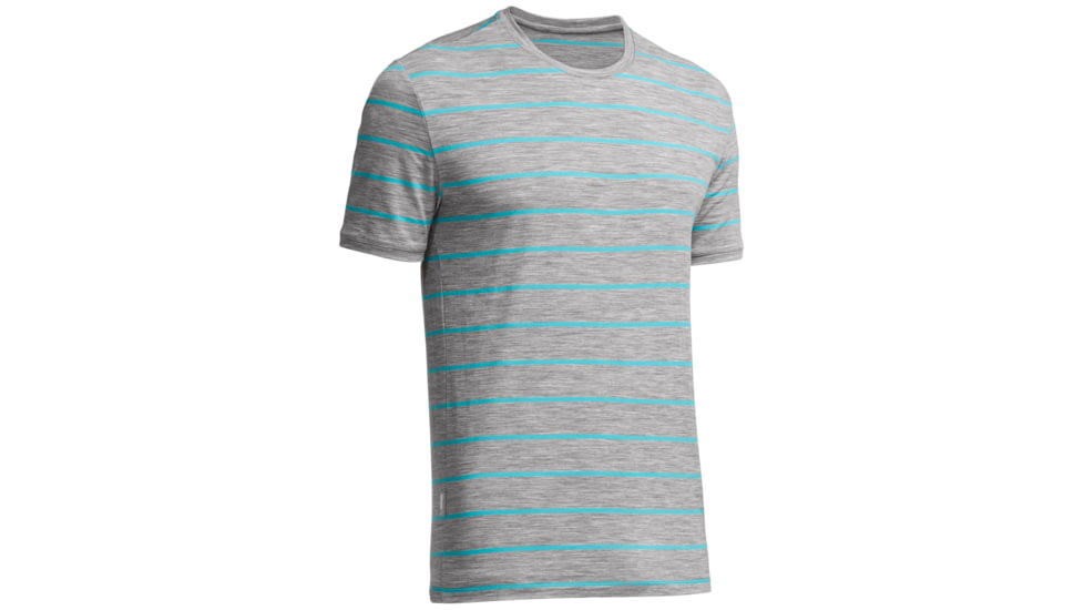 Icebreaker Tech Lite Short Sleeve Crewe - Men's-Stripe Metro/Aquamarine-Small