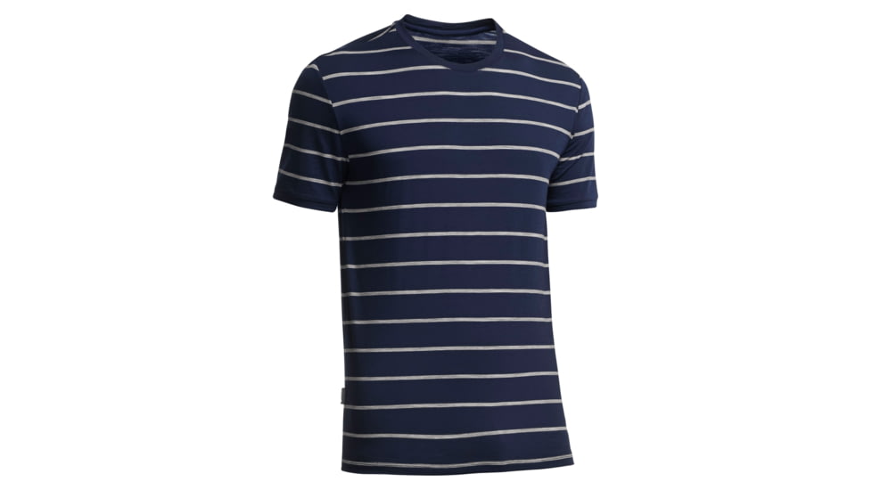 Icebreaker Tech Lite Short Sleeve Crewe - Men's-Stripe Admiral/Metro-Small