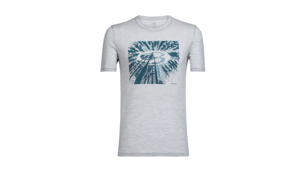 Icebreaker Tech Lite Short Sleeve Crewe Tree Top Logo, Blizzard Hthr, L, 104132002L
