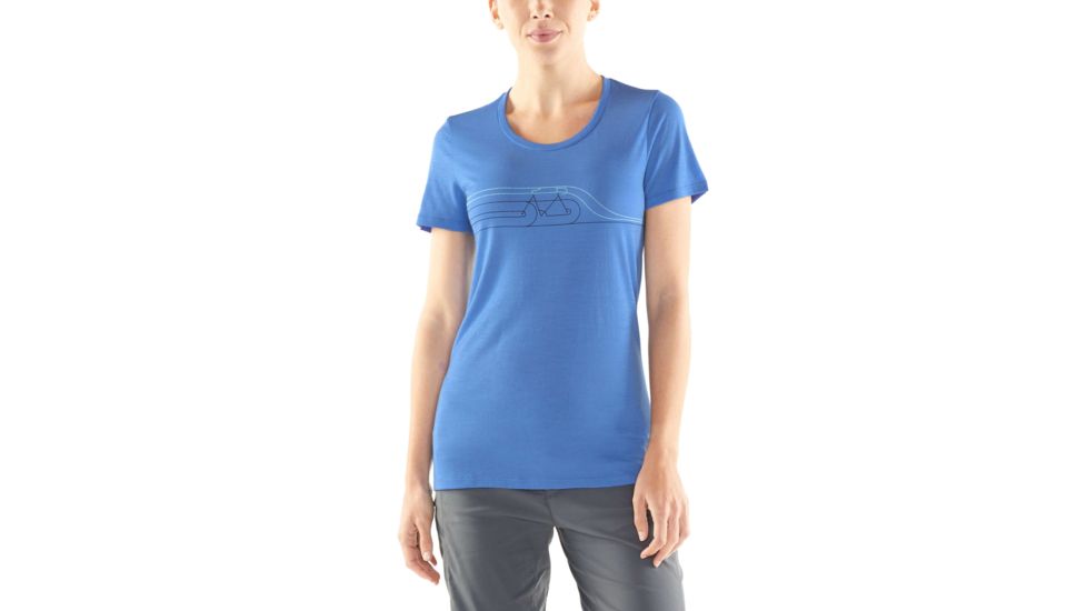 Icebreaker Tech Lite Short Sleeve Low Crewe Cadence Pulse- Womens, Cove, Small, 104602401S