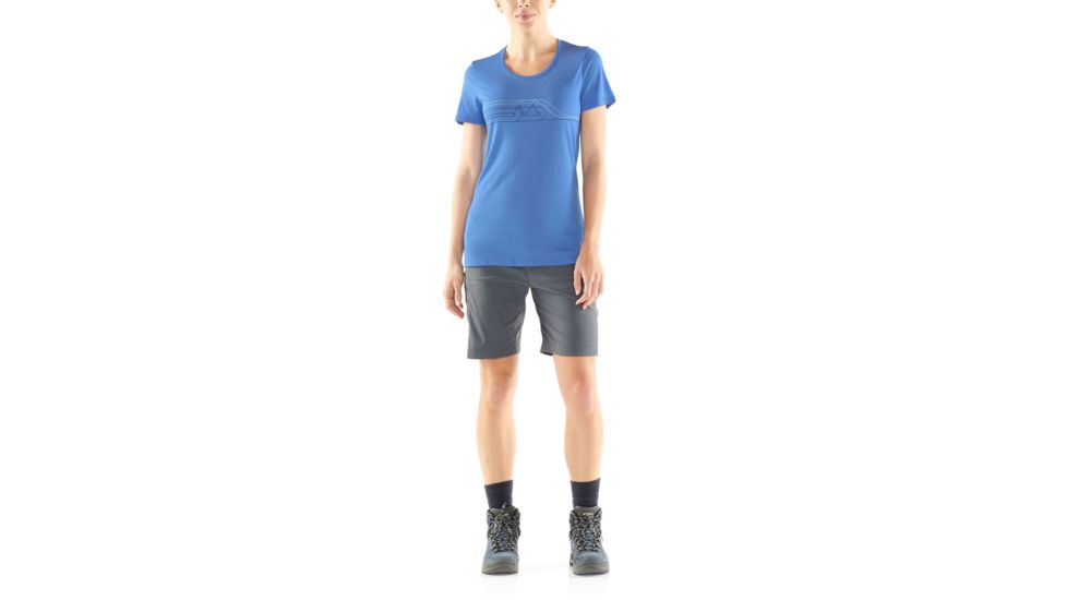 Icebreaker Tech Lite Short Sleeve Low Crewe Cadence Pulse- Womens, Cove, Small, 104602401S
