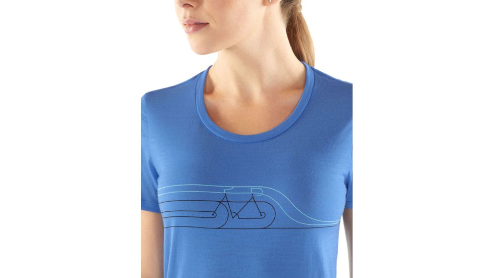 Icebreaker Tech Lite Short Sleeve Low Crewe Cadence Pulse- Womens, Cove, Small, 104602401S