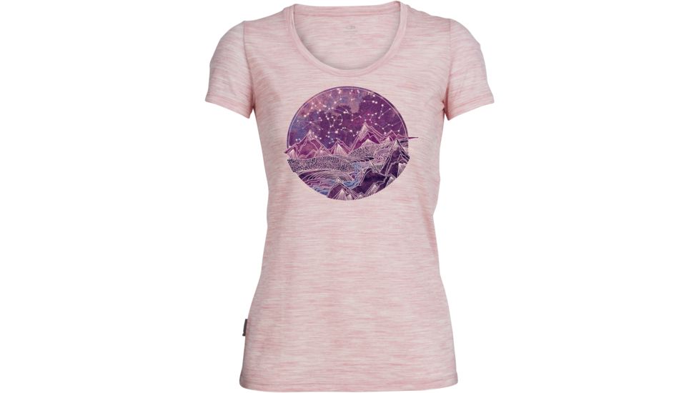 Icebreaker Tech Lite Short Sleeve Scoop Shirt - Women's-Nightsky Soft Pink Heather-Small