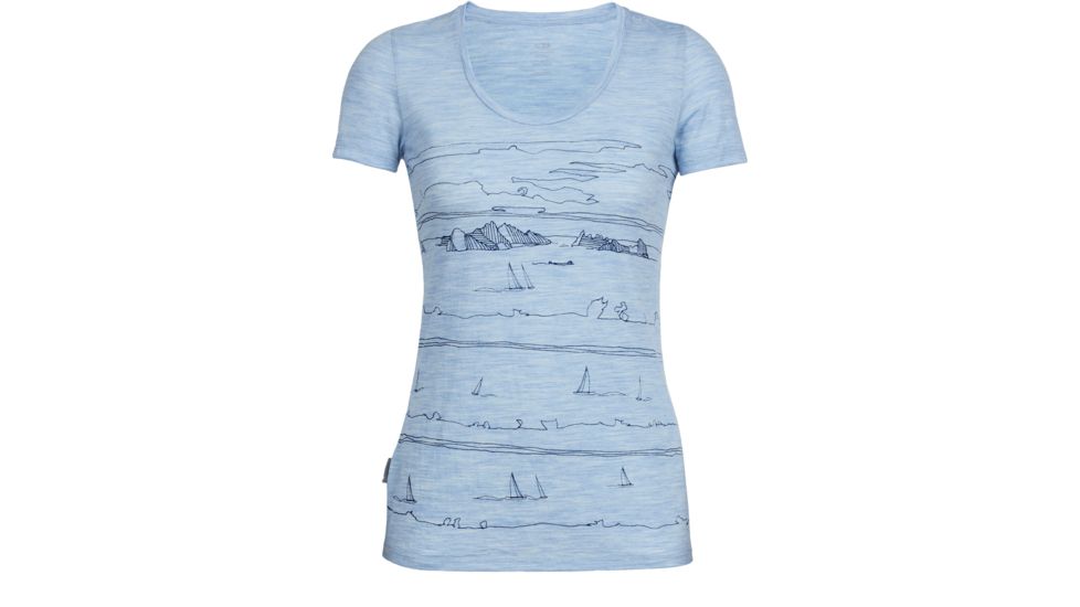Icebreaker Tech Lite Short Sleeve Scoop Shirt - Women's-Porto Isle Mist Blue Heather-Large