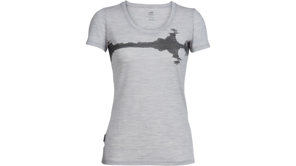 Icebreaker Tech Lite Short Sleeve Scoop Shirt - Women's-Rock And Root Blizzard Heather-Large