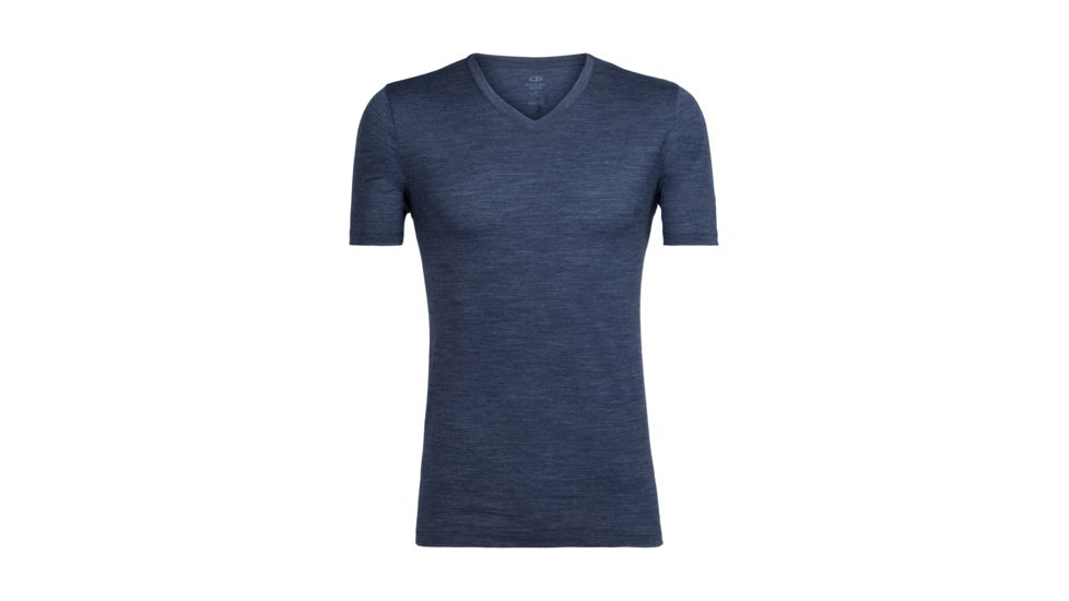 Icebreaker Tech Lite Short Sleeve V - Men's, Fathom Heather, 2XL, 104123401XXL
