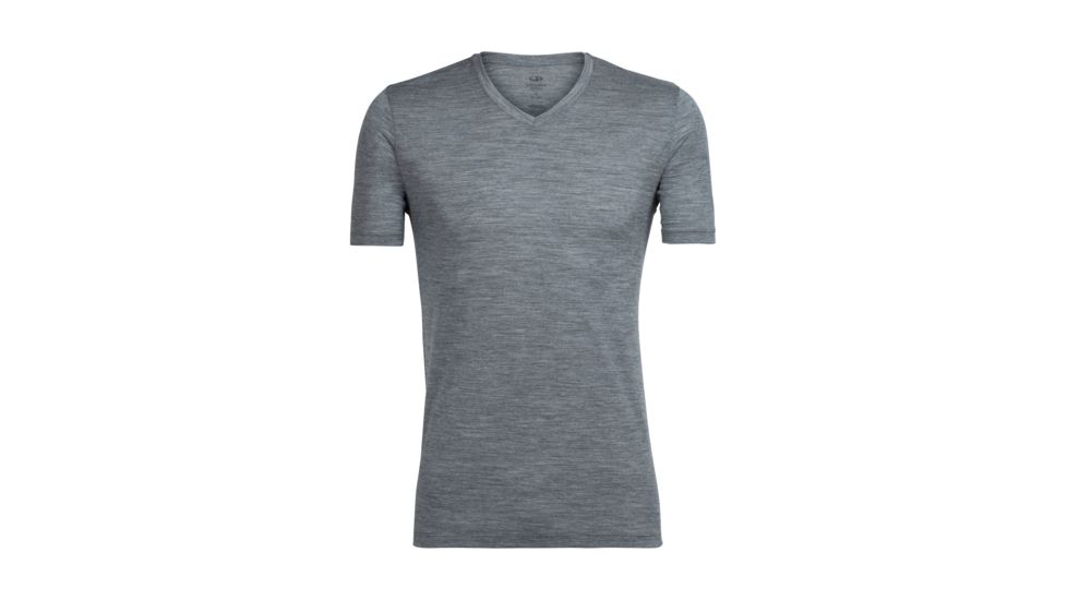 Icebreaker Tech Lite Short Sleeve V - Men's, Gritstone Heather, Large, 104123002L
