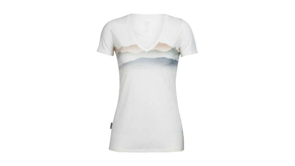 Icebreaker Tech Lite Short Sleeve V Misty Horizon, Snow, L, 104162101L