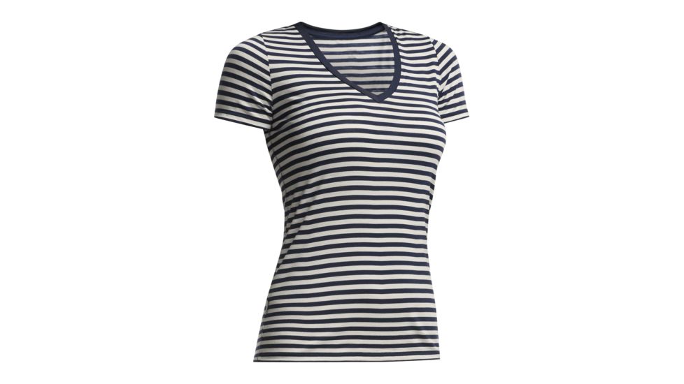Icebreaker Tech Lite Short Sleeve V Top - Women's-Admiral/Snow-X-Small