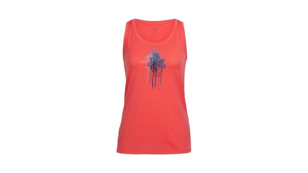 Icebreaker Tech Lite Tank Through the Trees, Poppy Red, L, 104152601L