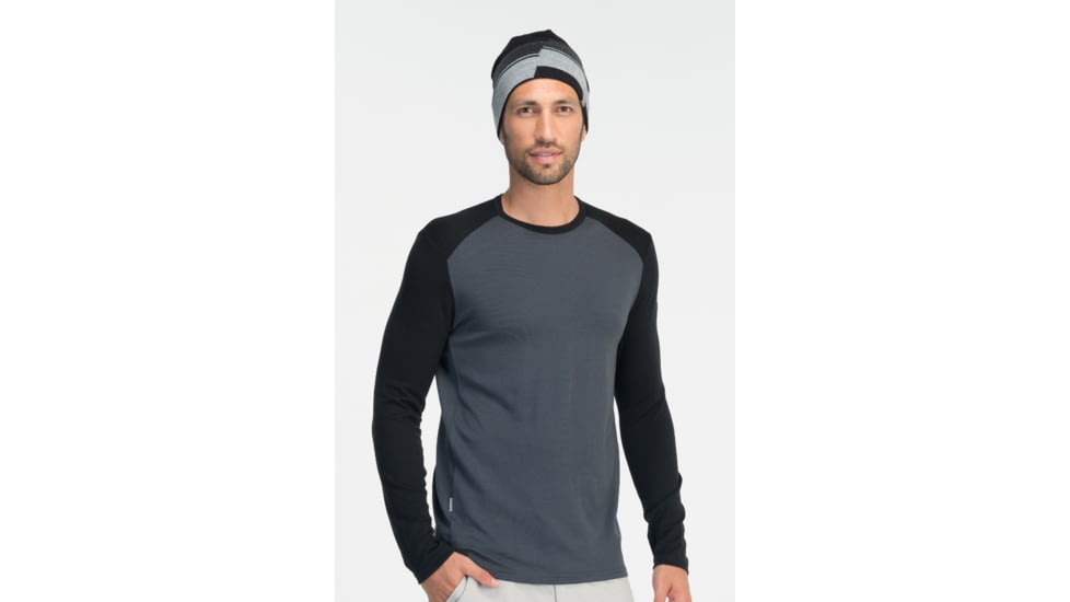Icebreaker Tech Long Sleeve Crew Top - Men's-Monsoon/Black-Medium