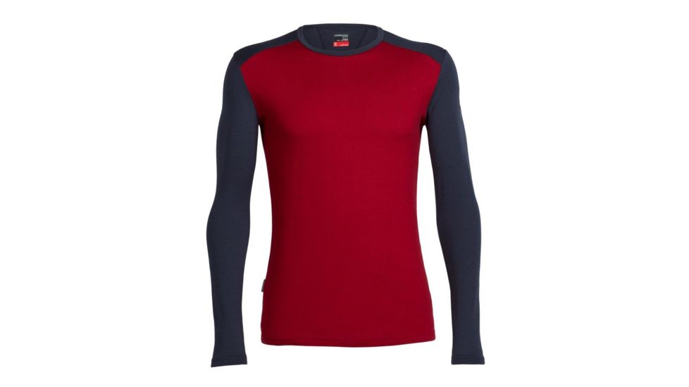 Icebreaker Tech Long Sleeve Crew Top - Men's-Oxblood/Stealth-Large