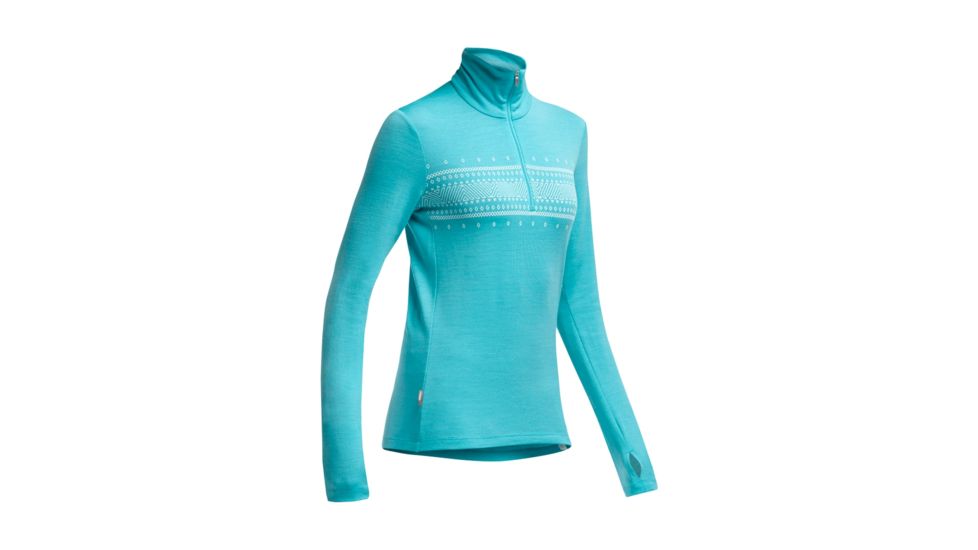 Icebreaker Tech Long Sleeve Half Zip Top - Women's-Fair Isle Glacier-X-Small