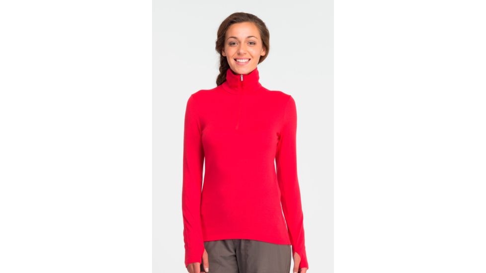 Icebreaker Tech Long Sleeve Half Zip Top - Women's-Garnet-Large