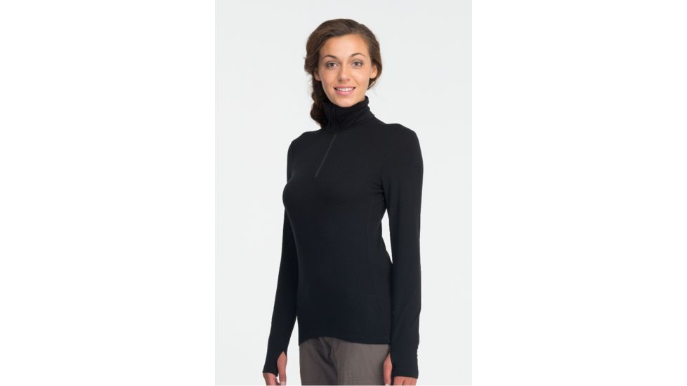 Tech Long Sleeve Half Zip Top - Womens-Black-Medium