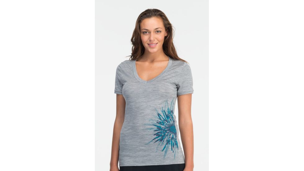 Icebreaker Tech Short Sleeve V Chrysanthemum Clearance - Women's-Metro-Medium