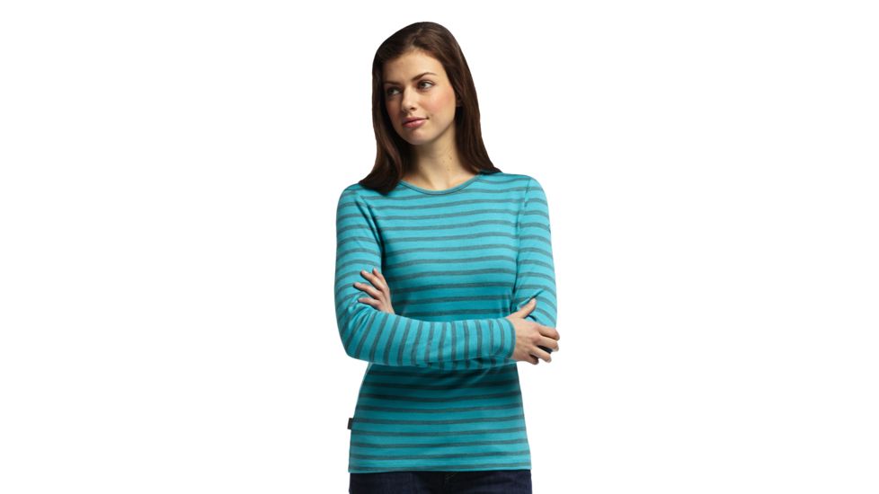 Icebreaker Tech Top Long Sleeve Crew - Women's-Stripe Glacier-Medium