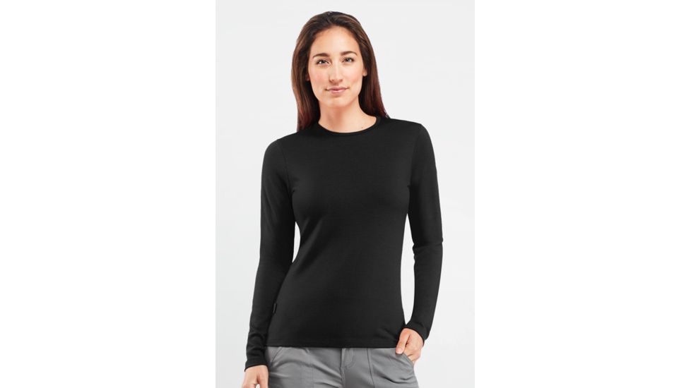 Icebreaker Tech Top Long Sleeve Crew - Womens-Black-X-Small