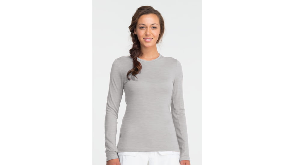 Icebreaker Tech Top Long Sleeve Crew - Womens-Metro Heather-Small