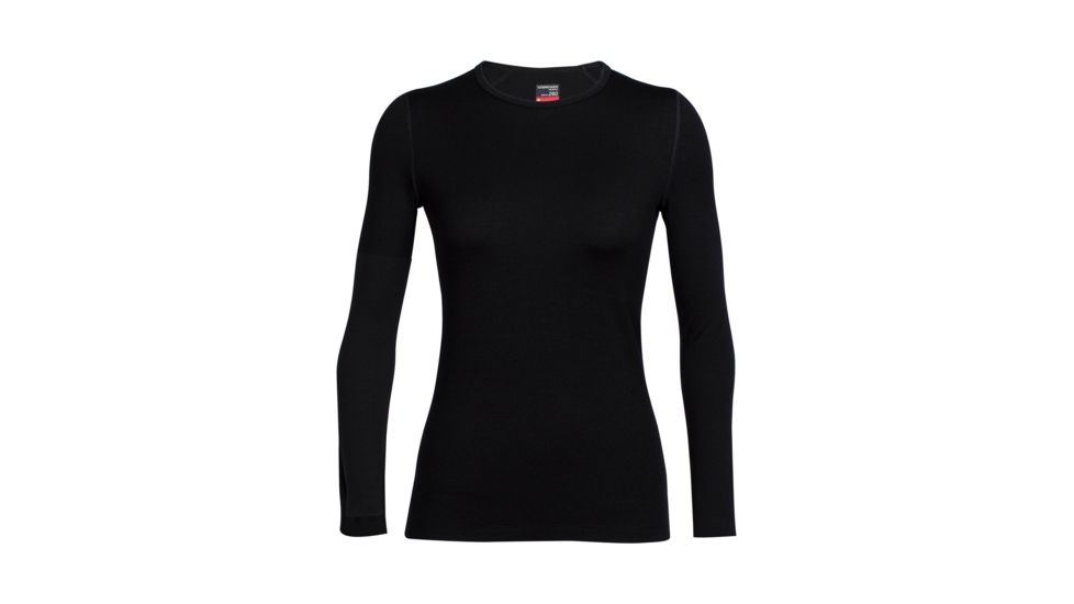 Icebreaker Tech Top Long Sleeve Crewe, Black, XL, 104037001XL