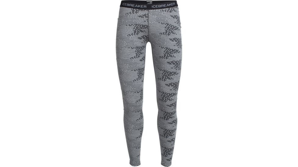 Icebreaker Vertex Leggings Flurry - Women's-Blizzard Heather/Jet Heather/Black-Medium