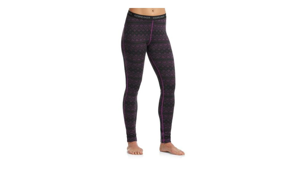Icebreaker Vertex Leggings - Women's-Icon Fairisle Sweetpea/Black-X-Small