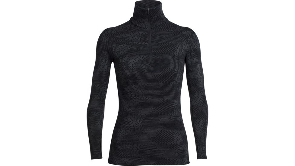 Icebreaker Vertex Long Sleeve Half Zip Flurry - Women's-Black/Jet Heather-Large
