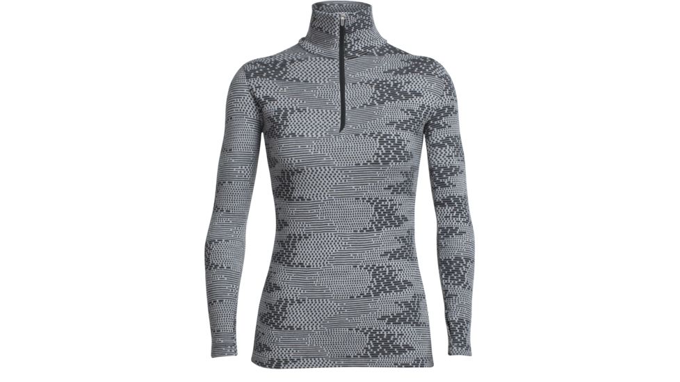 Icebreaker Vertex Long Sleeve Half Zip Flurry - Women's-Blizzard Heather/Jet Heather-Small